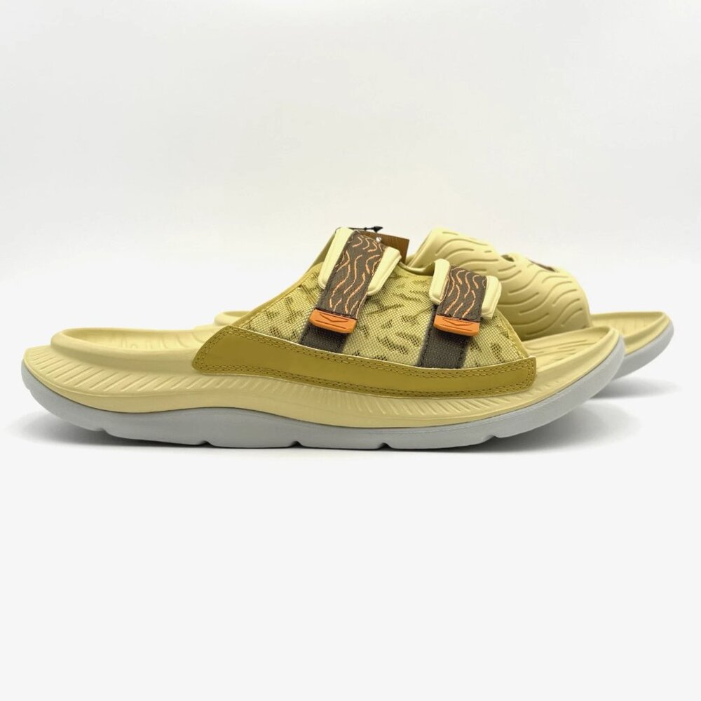 NEW Hoka One One Ora Luxe Recovery Slide Sandals Men's 14 Celery Root / Mercury - Picture 4 of 11